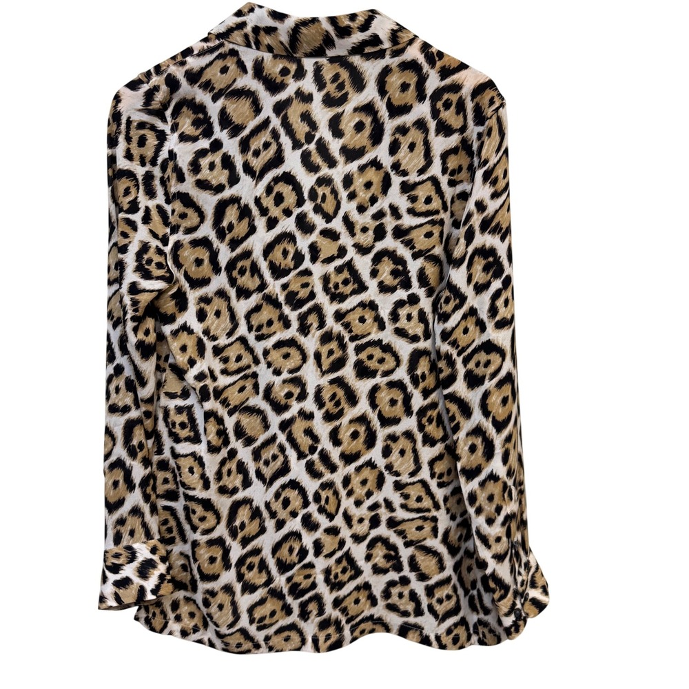 Equipment Femme 100% Silk Tunic Top Small Leopard Print Long Sleeve Blouse - Picture 2 of 8